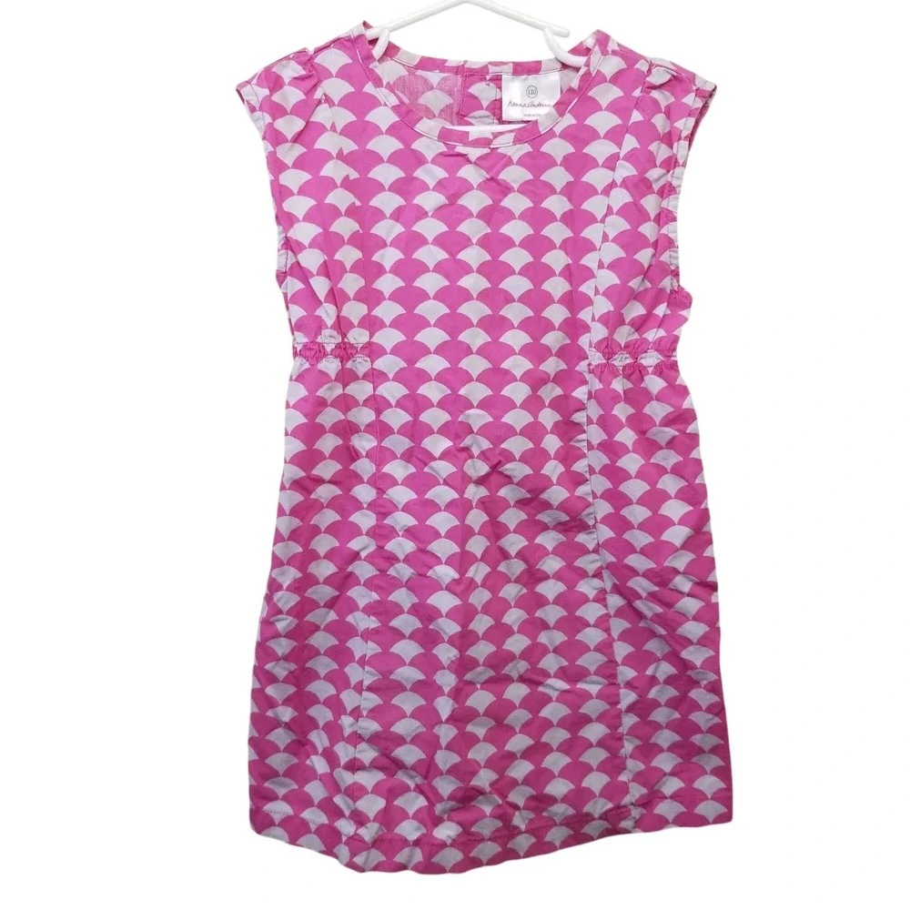 Hanna Andersson 110 Pink‎ Gray Geometric Print Shift Dress Summer Sz 5